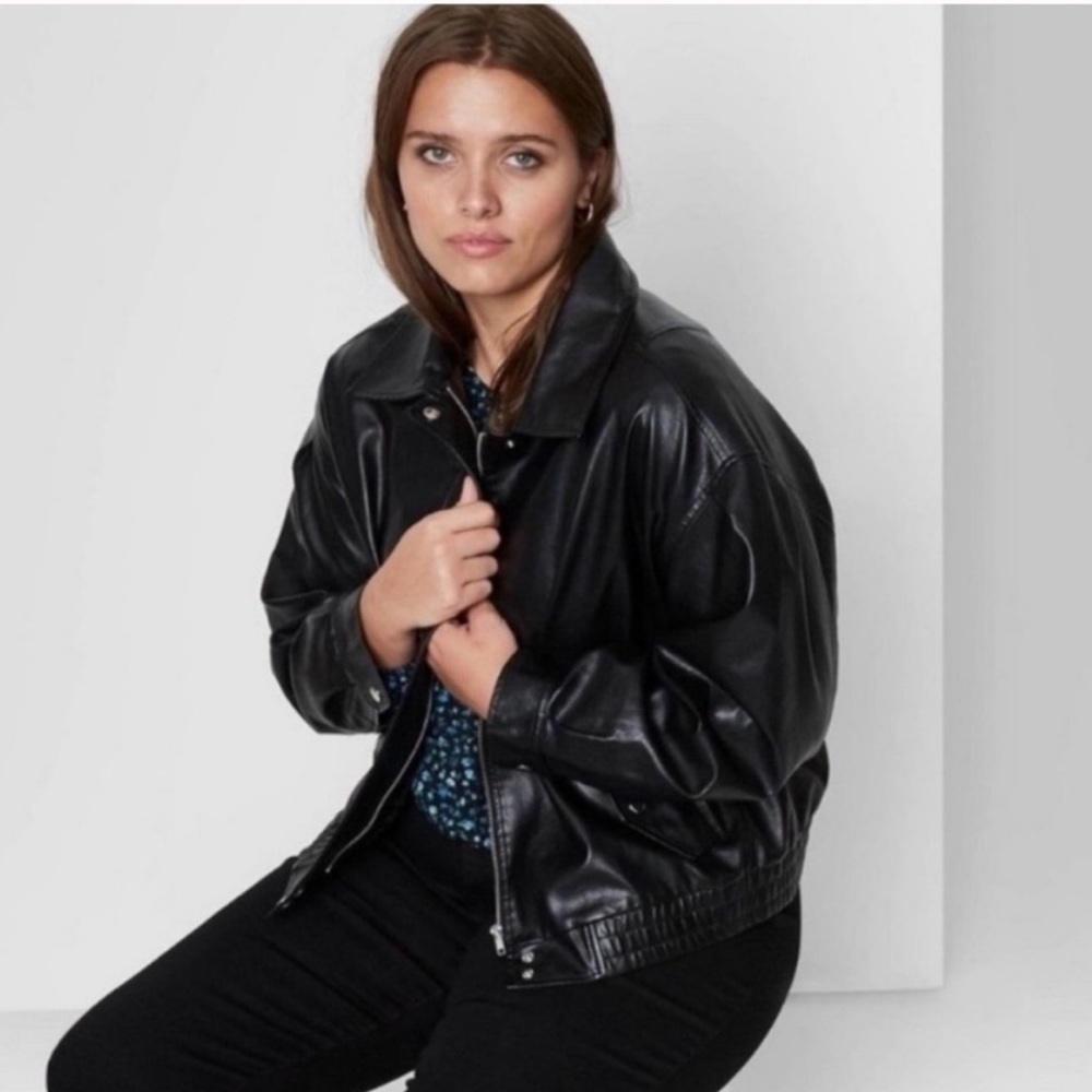 Wild fable leather bomber jacket